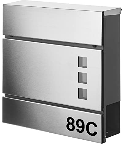 AMARE Design Briefkasten Series 4 Postkasten - 37 x 37 x 10,5 cm - Wandbriefkasten mit Edelstahl Front