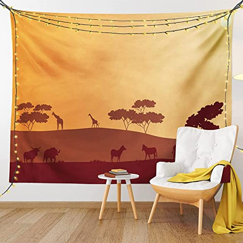 MIYOLI Wandteppich groß Afrika Wandbehang Stil Tapisserie 3D Wandtuch Afrika Wandteppiche Aesthetic für Wohnzimmer Schlafzimmer Wohnheim Wanddeko, 150x150 cm
