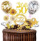 50.Geburtstagstorte Topper Probuk 21 Stücke Gold Glitter Happy Birthday Kuchendeko mit Geburtstagskerzen,Sternen,Konfetti-Luftballons und Papierfächer,Partydekoration für Geburtstags/Hauspartys