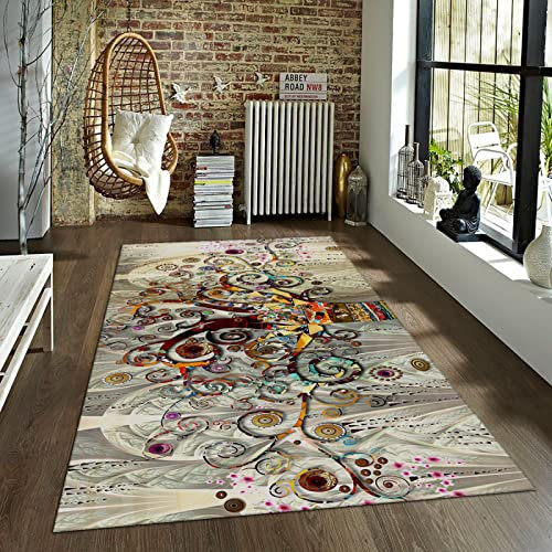 BYJING Art Gustav Klimt Kunstwerk Bereich Teppich Kleiner Eingangsteppich Der Baum des Lebens Abwaschbarer Bodenteppich für den Inneneingang Küche Badezimmer 160x220cm