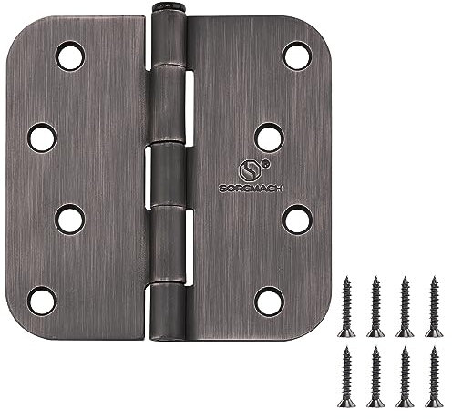 Door Hinge 4 Inch Interior Door Hinges Oil Rubbed Bronze Black 4 Inch Interior Hinges Flat Iron Hinge 4x 4 Door Hardware 5/8Radius - 12 Pieces