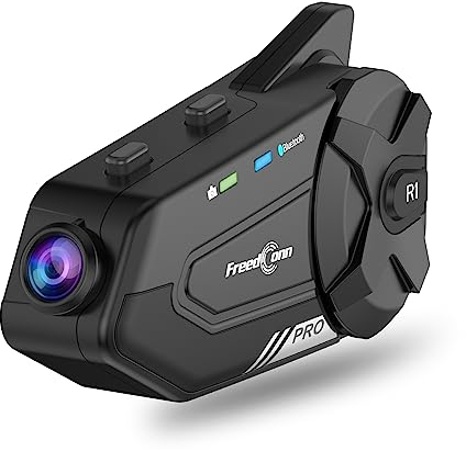 OBEST Auriculares Bluetooth para motocicleta con cámara 2K, 1000 m, walkie talkie impermeable para 6 grupos de conductores con música compartida/Bluetooth 5.0/128G TF tarjeta/micrófono 2 en 1