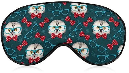 Eule mit Brille, Schlafmaske, Augenschutz zum Schlafen, Augenbinde mit verstellbarem Riemen, blockiert leichtes Nachtschlaf, Reisen, für Männer und Frauen