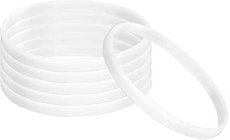 PATIKIL Silikon Armbänder 6 Pack Farbig Gummi Armbänder Leer Dehnbare Sportbänder für Erwachsene Teenager Sport Teamspiele Weiß