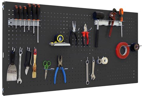 Simon Rack Werkzeugwand 600x1200 mm - Panel Click | Enthält 17 Zubehörteile, Korrosionsschutzlackierung, ∅ 5 mm, Klicksystem-Montage, Anthrazit