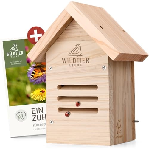 wildtier liebe Hôtel de coccinelles - Résistant aux intempéries et non traité - En bois massif - Hôtel à insectes pour coccinelles à suspendre - Nichoir - Abri pour coccinelles pour jardin, balcon