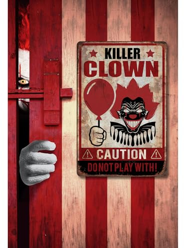 NET TOYS Originelles Poster Bild Clown - Bunt 24x36cm - Unheimliche Wand-Dekoration Plakat Killer-Clown - Wandbild Pennywise für Halloween & Horror-Party