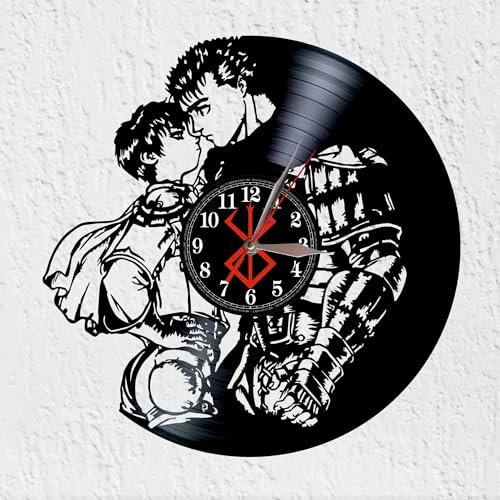 VINY WOODY Fantasia Dark Schallplattenuhr aus Vinyl, Comic Anime, Epic, fantastische Wanddekoration