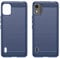 KOARWVC Phone Case for Nokia C12, Carbon Fiber Shockproof Rugged Shield Soft TPU Back Cover Case with HD Screen Protectors, Blue