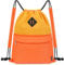 WANDF Kordelzug-Rucksack, Sport-Turnbeutel mit Nassfach, wasserabweisender Kordelzug-Rucksack, Cinch-Tasche für Damen und Herren (Orange mit Schulterpolster)