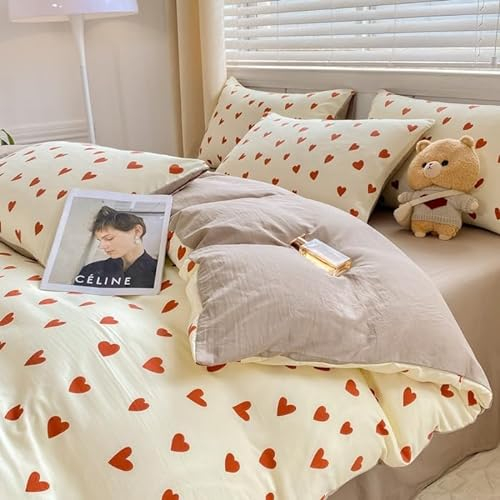 Bettdecke 150X200 Rote Liebe Herbst Bettwäsche-Sets,3 Bettwäsche Set Mit Kissen, 2 X Pillow 50 X 75 cm,Quilt Duvet Set,Microfibre, Bedsure Bettwäsche,Bedding Set