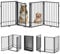 HIDOG Metal Freestanding Dog Gate with Door, Extra Wide 205cm, Height 78 cm Foldable Dog Gates for Doorways, Tall Dog Fence Indoor Outdoor Pet Gates, 4 Panels Pet Barrier for Stairs Hallways