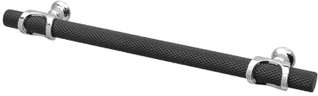 Decoranddecor Amelia - Knurled Cabinet Handles | Aluminium T-Bar Kitchen Cupboard Handles | Furniture Knobs | 160mm Hole Centre, Matt Black - Polished Chrome