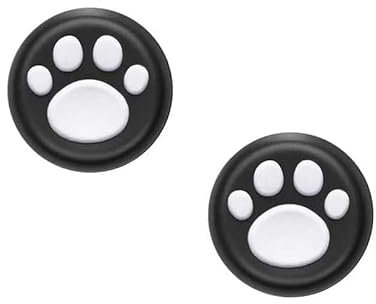2pcs White Cat Paw Claw Print Silicone Analog Thumb Stick Grip Cover Caps, Compatible with PS5, PS4, Xbox Series S|X & Xbox One Controllers