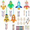 12 Stück Raketen Windspiel Bastelset Kinder Holz DIY Weltraum Geburtstag Party DekorationKlangspiele Set Kindergeburtstag Klangspiele Holzbastelsets Deko Garten Kreative für Jungen Mädchen