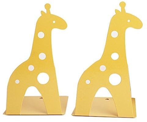 1 Paire de Serre-Livres Creux en Forme de Girafe, Animal Jaune antidérapant en Fer épais, Serre-Livres en métal, Organisateur de Bureau pour Enfants, décoration de Bureau, d'école, de Maison