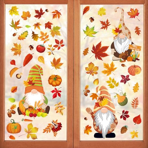 6 Fogli Adesivi Finestre Ringraziamento, Vetrofanie Autunno, Adesivi Finestra Autunno Thanksgiving, Foglie Autunnali Vetrofanie, Ringraziamento Addobbi Adesivi per Decori Casa Festa