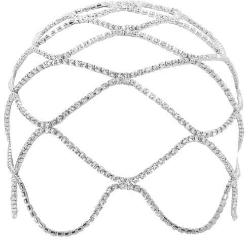GORGECRAFT Strass Kappen Kopfbedeckungen Vintage Kristall Kopfkette Hochzeit Braut Flapper Stirnband 20s Lagen Haarschmuck Silber Boho Haarschmuck Für Frauen Party Nachtclub Abschlussball Kostüm