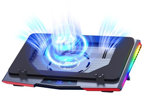 LIANGSTAR Gaming Laptop Cooling Pad, RGB Laptop Cooler with Powerful Turbofan, Touch Control, 5 Height Stand & Infinitely Variable Speed, 3 Fan & Seal Memory Foam for Rapid Cooling Laptop 15.6-19 inch