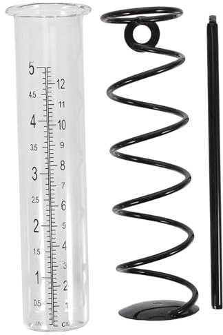 CIYODO 1pc Tube de Pluviomètre Extérieur Jauge d'eau de Pluie pour la Maison Fer Robuste Verre Lisse Installation Facile pour Jardin Agriculture Météorologie Style Aléatoire