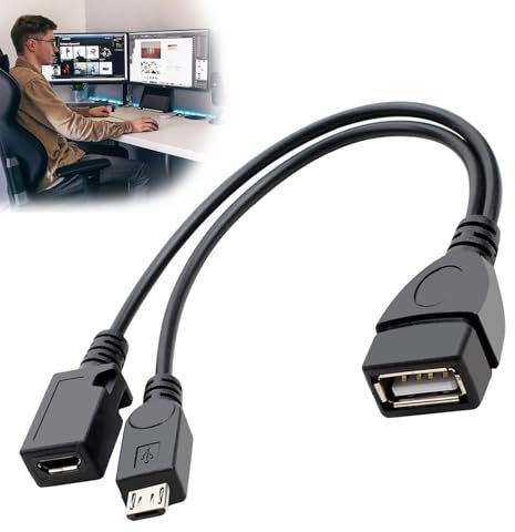 Qtksceadlnce 2-in-1 Micro USB to USB OTG Adapter, Power Cable Portable Hub Connectivity Expansion Splitter Compatible With Android Devices
