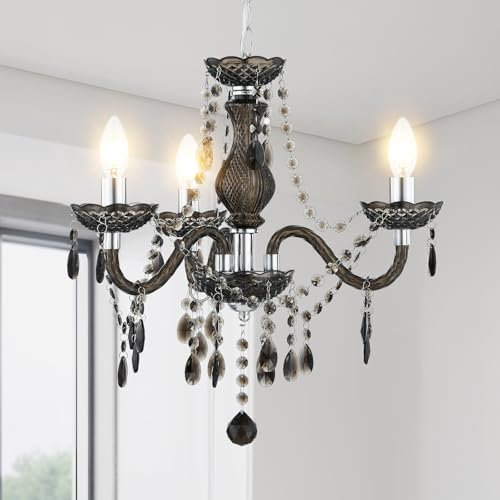 GyroVu Lámpara de Araña para Sala de Estar,Mini Lámpara Colgante de Cristal de 3 Luces con Cadena Ajustable,Lámpara de Techo de Acrílico Moderna para Comedor,Sala de Estar,Dormitorio