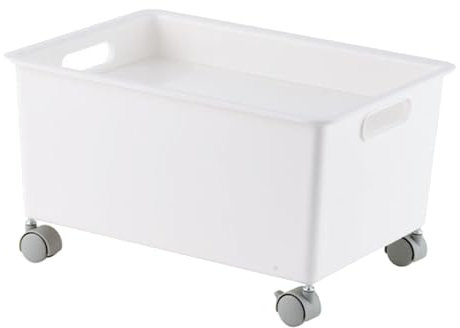 Jwthee Storage Basket Roller Basket, Under Bed Storage with Wheels Rolling Storage Basket Under Bed Storage Container for Clothes Books (White)