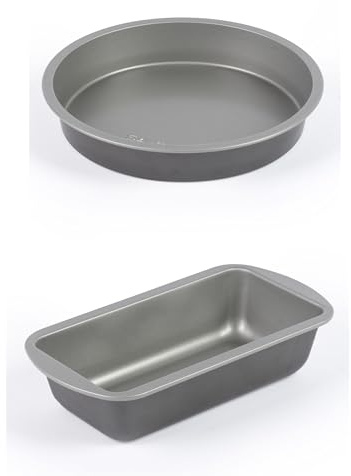 Salter Essentials Cake Tin & Loaf Tin Set – Non-Stick Coating, Dishwasher Safe, Easy to Clean, Made in The UK, Durable Carbon Steel, Lightweight Ovenware Set, PFOA-Free