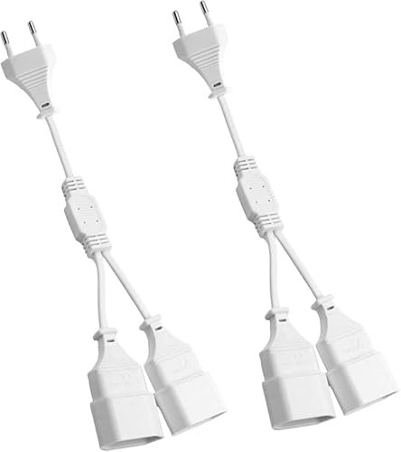 Xmart 2 Pezzi 2 in 1 Cavo Prolunga Spina Europea 0.3m Prolunga Europea Euro Cavo Alimentazione 250V 2.5A Tipo C Spina Alla Tipo C Presa per TV Computer Monitor Beamer Elettrodomestici Lampade Bianco