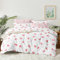 Tospass Housse de Couette 220x240cm Blanc Rose Rouge Nœud Cerise Parure de Lit 2 Personne Adultes avec Fermeture Éclair Housse Couette en Microfibre avec 2 Taie d'oreiller 65x65cm