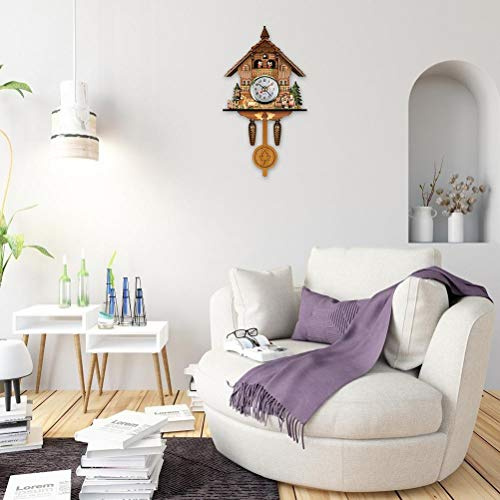 aqxreight Kuckucksuhr Antike Hölzerne Kuckucks -Vogelhaus Wuhr Home Decor Hängende Kuckucksuhr Auto Swing Bell Home Decor Wuhr Kuckuck (CM010)