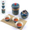 Japanisches Teekanne Set,Tragbar Japanisches Teeservice,Chinesische Teekanne Set aus Keramik,1 Teekanne (250ml/8.5oz) + 1 Teekanister (180ml/6oz) + 4 Teetassen (46ml/1.6oz),Travel Porcelain Tee-Set