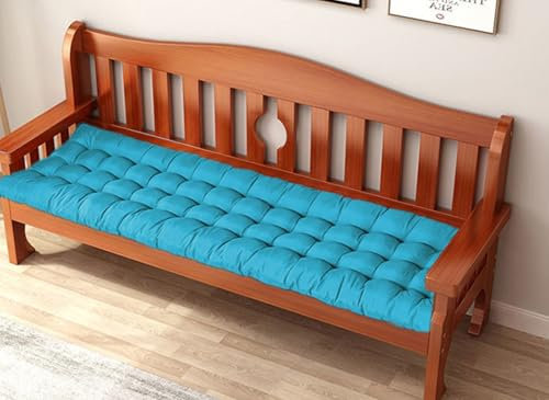 ping bu Bankauflage Auflage für Gartenbank, 2/3-Sitzer, 8 cm dick, Baumwolle, Bankauflage für Terrassenschaukel, Haus (140 x 50 cm, Himmelblau)