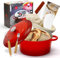 Enameled Cast Iron Dutch Oven with Proofing Basket, Non-Stick Ovenproof Casserole Pot, Red Dutch Oven for Braising, Stews, Roasting & Bread Baking 5Litres-26cm