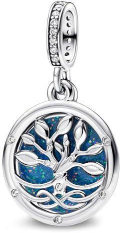 J.Fée Charms Anhänger für Damen, Anhänger für Armbänder in 925 Sterling Silber, Dunkelblauer Lebensbaum Kettenanhänger Silber, Stilvoll Schmuck Damen Geschenke für Frauen, 1 Pcs