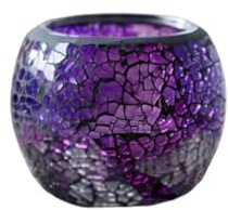 Kerzenhalter aus Glas, dekorativ, bunt, modisch, für Zuhause, Bar, Festival, Party, Tisch, Heimdekoration (einfarbiges Lila)