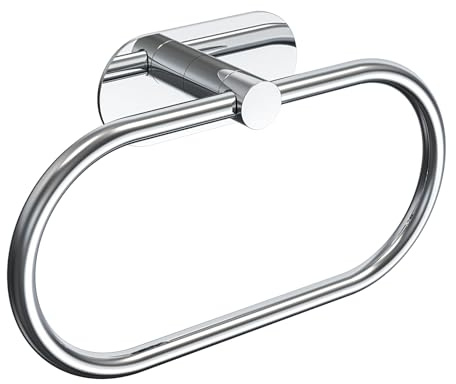 WZRUA Towel Ring, Self Adhesive Hand Towel Holder, Stainless Steel, Chrome | Strong adhesion Towel Hanger for Kitchen, Bathroom, RV