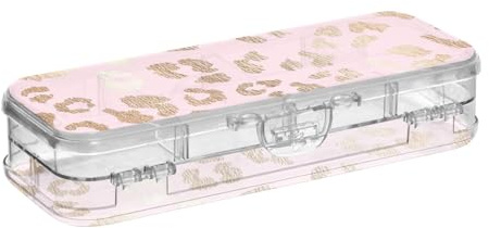 ODAWA Federmäppchen für Schüler, Leopardenmuster, Roségold, Beige, Federmäppchen mit Fächern für die Schule, 21,1 cm L x 7,6 cm B x 4,8 cm H