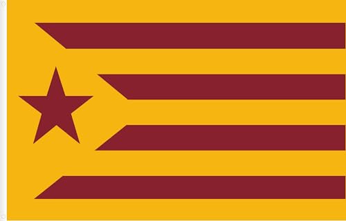BANDERA CATALUÑA ESTELADA ROJA SOCIALISTA (INDEPENDENTISTA). SENYERA CATALANA ESTELADA VERMELLA SOCIALISTA (INDEPENDENTISTA). CALIDAD RASO PREMIUM 120. MEDIDA GRANDE 150X90 CM
