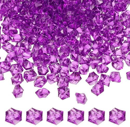 M METERXITY 600-Pack Fake Ice Rocks 11x14mm Acrylic, Dark Purple | Fake Crushed Ice Acrylic Gems Diamonds, for Vase Fillers/Fish Tank/DIY Crafts