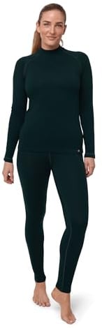 DANISH ENDURANCE Merino Thermounterwäsche Damen, Extreme Kälte, Winter & Skiunterwäsche Frauen, Dunkelgrün, M