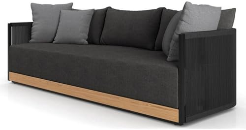 Set di mobili da patio, struttura in metallo robusto, divano da esterno con cuscini ad alta resilienza, sedia multifunzionale in corda intrecciata per patio, portico, bordo piscina