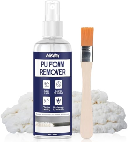 AllisWay Limpiador Espuma Poliuretano, Foam Cleaner, Disolvente Universal Elimina Espuma de Poliuretano Fresca Superficies de Varios Objetos, 100ML