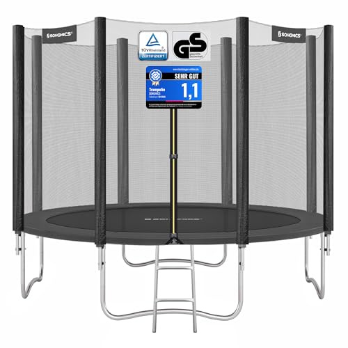 SONGMICS Kids Trampoline, 10 ft, 305 cm Dia., with Enclosure Net, Ladder