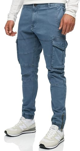 Indicode Herren Alex Cargohose Freizeithose aus 98% Baumwolle mit 6 Taschen | Strapazierfähige Outdoorhose aus Baumwollmaterial, Freizeithose, Cargohose, Arbeitshose, bequeme Stoffhose für Männer