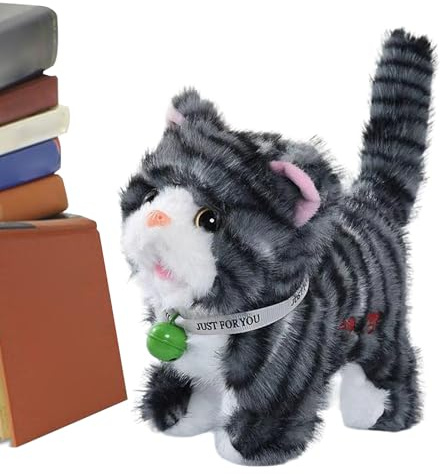 Walking Plush Cat | 17cm Interactive Pretend Play,Talking Musical Kitten Electronic Pet - for Boys Girls Preschoolers Teens Children Pet Lovers Christmas Birthday