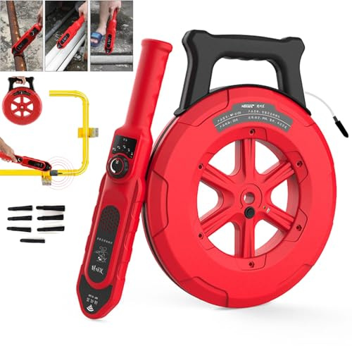 Underground Pipe Blockage Detector, 65ft Sewer Locator with 7 Probes | Waterproof Wall Scanner for PVC & Metal Pipes | Professional Plumbing Tool for Clog Detection & Repair