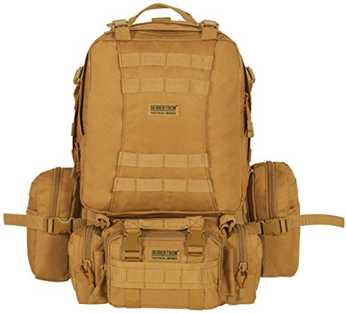 Seibertron Wasserdichter Rucksack Wanderrucksack 50L Fassungsvermögen Aus 900D Strapazierfähigem Materialien für Trekking Wandern Bergsteigen Reisen Sport Camping Rucksack Khaki