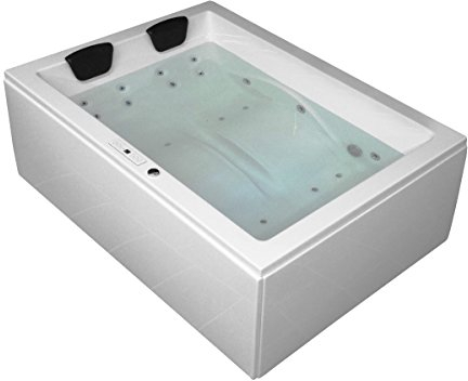 Doppel Whirlpool Badewanne Olymp Profi MADE IN GERMANY 180 x 130 cm Ausführung links mit 24 Massage Düsen + LED + Heizung + Ozon + OHNE Armaturen Eckwanne rechts oder links Eckbadewanne günstig
