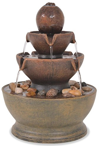 Tidyard Zimmerbrunnen Zierbrunnen Dekobrunnen mit Pumpe Polyresin Dekorative Tischbrunnen Braun